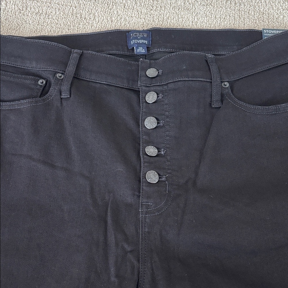 NWT J. Crew Black stovepipe straight leg jean stretch five button size 35 - Picture 11 of 13